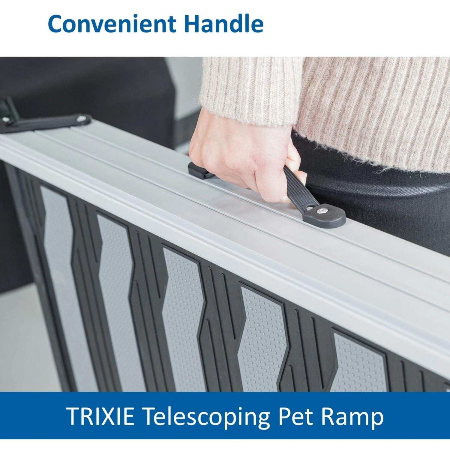 TRIXIE 69-in Heavy Duty Telescoping Dog Ramp, Silver/Black - Image 8