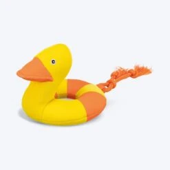 Trixie Aqua Duck On A Rope With Sound Plush Toy For Dogs - Yellow