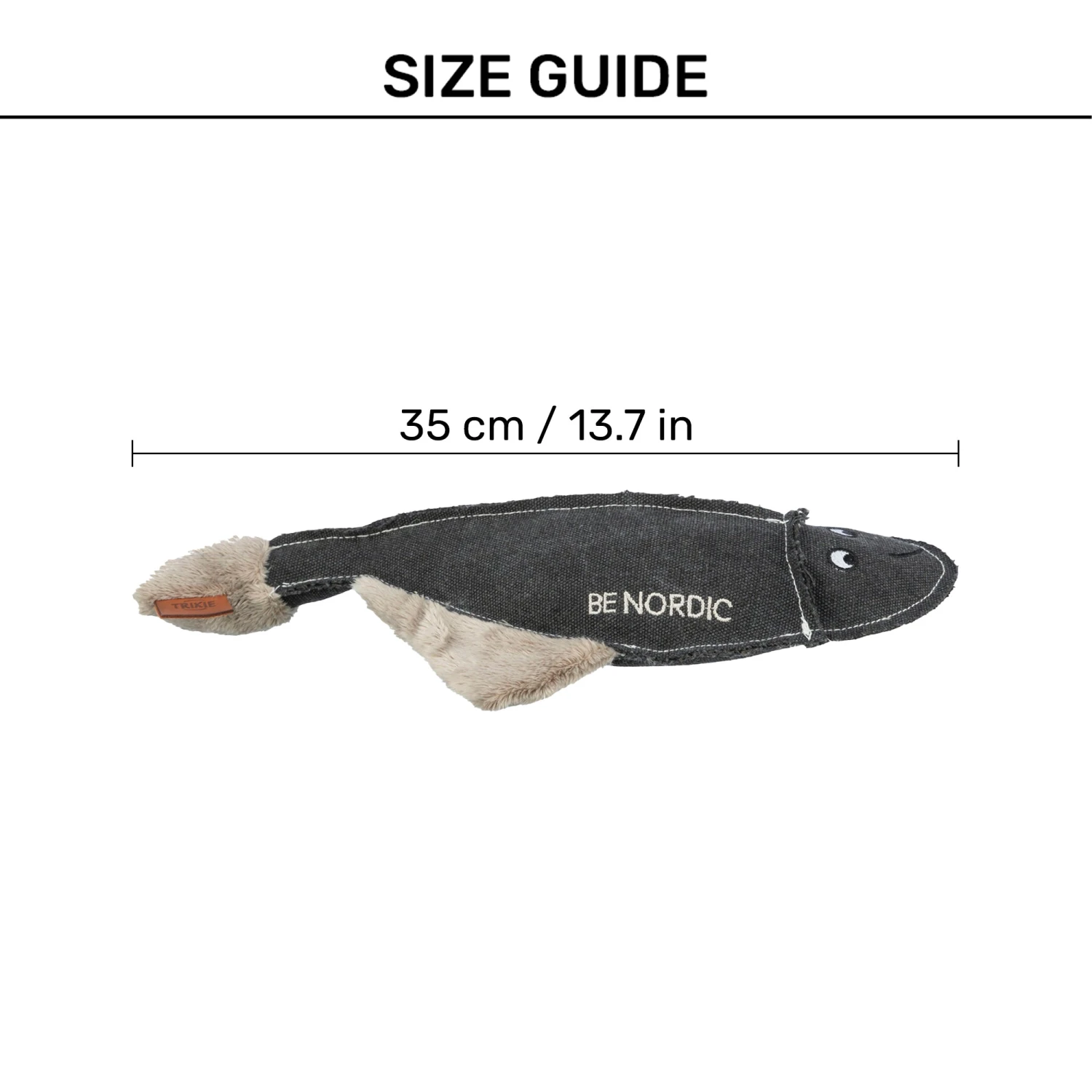 Trixie Be Nordic Hajo Flounder Plush Dog Toy - Black - 35 Cm - Image 4